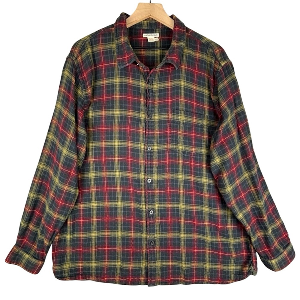 Carbon 2 Cobalt Shirt Mens XXL Red Green Plaid Flannel Gauzey Outdoor Classic